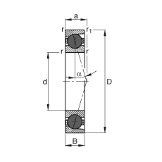 主軸軸承 HCB7015-C-T-P4S, 調節，成對或單元安裝，接觸角 α = 15°，陶瓷球，限制公差