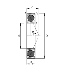 主軸軸承 HCB7218-E-T-P4S, 調節，成對或單元安裝，接觸角 α = 25°，陶瓷球，限制公差