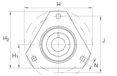 軸承座單元 RATR35, 帶三個螺栓孔的法蘭的軸承座單元,沖壓鋼板,偏心鎖圈,P型密封 軸承座單元 RATR35, 帶三個螺栓孔的法蘭的軸承座單元,沖壓鋼板,偏心鎖圈,P型密封