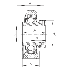直立式軸承座單元 LASE40-N, 鑄鐵軸承座,帶偏心鎖圈的外球面球軸承,L 型密封 直立式軸承座單元 LASE40-N, 鑄鐵軸承座,帶偏心鎖圈的外球面球軸承,L 型密封