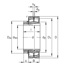 調(diào)心滾子軸承 23228-E1A-K-M + H2328, 根據(jù) DIN 635-2 標準的主要尺寸, 帶錐孔和緊定套