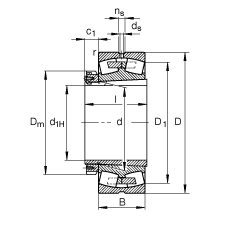 調心滾子軸承 23196-K-MB + H3196, 根據 DIN 635-2 標準的主要尺寸, 帶錐孔和緊定套 調心滾子軸承 23196-K-MB + H3196, 根據 DIN 635-2 標準的主要尺寸, 帶錐孔和緊定套